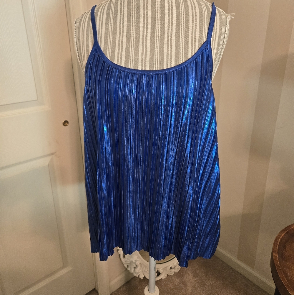 Electric Blue Pleated Tank Top